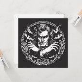 不気味な吸血鬼 ヴィンテージ ホラー イラスト カード (正面/裏面インサイチュ)