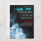 不気味な喫煙スカルハロウィーンの衣装パーティー 招待状 (正面)