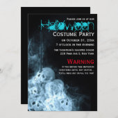 不気味な喫煙スカルハロウィーンの衣装パーティー 招待状 (正面/裏面)