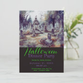 不気味な墓地の墓ハロウィーンディナーパーティー 招待状 (スタンド正面)