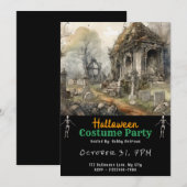 不気味な墓地の墓墓墓ブラックハロウィーン 招待状 (正面/裏面)