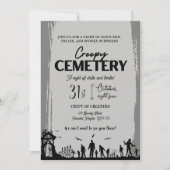 不気味な墓地グレーと不気味な黒アクセント 招待状 (正面)