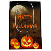 不気味な墓地ハローウィンパーティ ミディアムペーパーバッグ (正面)
