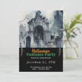 不気味な墓地 墓 黒いハロウィン 招待状 (スタンド正面)