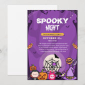 不気味な夜のハロウィンパーティー招待状 シーズンカード (正面/裏面)