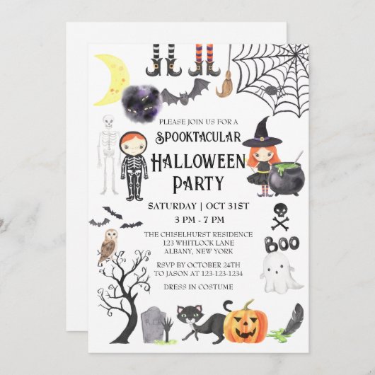 不気味な夜の不気味衣装ハローウィンパーティ 招待状 (正面/裏面)