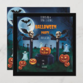 「不気味な夜の墓地ハロウィンパーティーに参加しよう」 招待状 (正面/裏面)