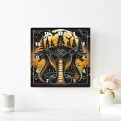 不気味な夜の環境のハロウィーンのヘビ スクエア壁時計 (ホーム)