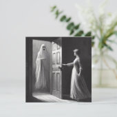 不気味な女と幽霊の客 ヴィンテージイラスト カード (スタンド正面)