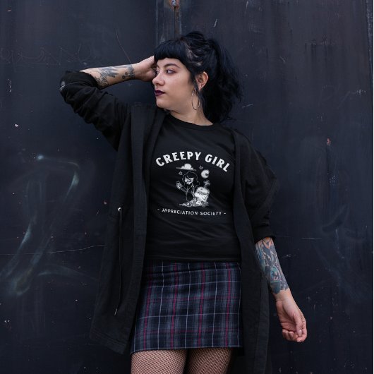 不気味な女の子の感謝の社会ハロウィーンゴシック Tシャツ
