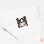 不気味な女の子ビッグアイドチビ(小さくかわいく書いた感じ)人形 スクエアシール (封筒)