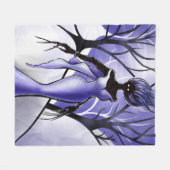 不気味な女性モンスターマカブレアート フリースブランケット (正面(横))