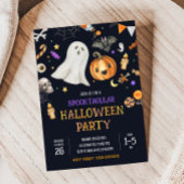 不気味な子供かわいいハロウィーンの衣装パーティー 招待状