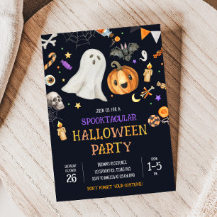 不気味な子供かわいいハロウィーンの衣装パーティー 招待状