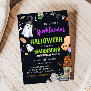 不気味な子供の衣装ハロウィーン誕生日パーティー 招待状
