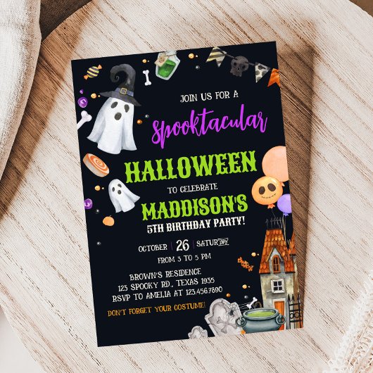不気味な子供の衣装ハロウィーン誕生日パーティー 招待状