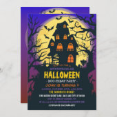 不気味な子供の衣装ハロウィーン誕生日パーティー 招待状 (正面/裏面)