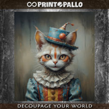 不気味な子猫がピエロ姿で – 