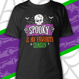 不気味な季節の怖いスケルトンとコウモリ ハッピーハロウィン Tシャツ