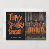 不気味な季節，ハロウィーン家族の写真ホリデーカード シーズンカード (正面)
