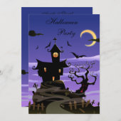 不気味な家のハロウィンパーティー 招待状 (正面/裏面)