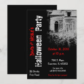 不気味な家ハロウィンパーティーの招待状 招待状 (正面/裏面)