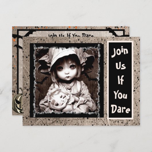 不気味な小さな子供の大きな目ハロウィーン ポストカード (正面/裏面)