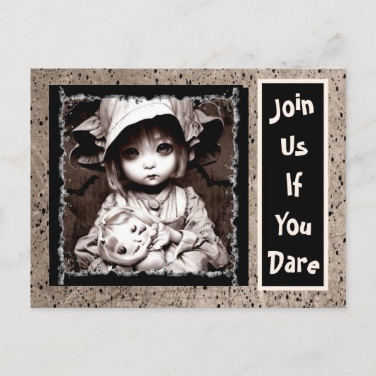 不気味な小さな子供の大きな目ハロウィーン ポストカード (正面)