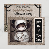 不気味な小さな民族の子の大きな目ハロウィーン ポストカード (正面/裏面)