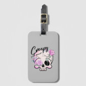 不気味な年ラウンドスカルフローラパステル ラゲッジタグ (正面縦)