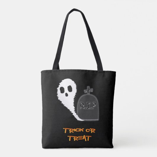 不気味な幽霊と墓のハロウィン トートバッグ (裏面)
