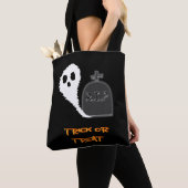 不気味な幽霊と墓のハロウィン トートバッグ (クローズアップ)