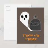 不気味な幽霊と墓のハロウィン ホリデー ポストカード (正面/裏面)