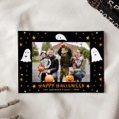 不気味な幽霊と星の写真 ハロウィン シーズンカード