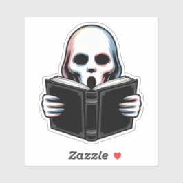 不気味な幽霊と本 – 不気味なハロウィーンアート シール