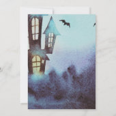 不気味な幽霊のよく出るハウスとこうもりハロウィーン 招待状 (裏面)