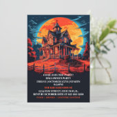 不気味な幽霊のよく出るハウスハロウィーンバッシュ招待状 招待状 (スタンド正面)