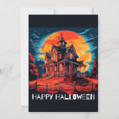 不気味な幽霊のよく出るハウスハロウィーンバッシュ招待状 招待状 (裏面)