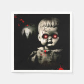 不気味な幽霊のよく出る人形ハロウィーンの衣装パーティー スタンダードカクテルナプキン (正面)