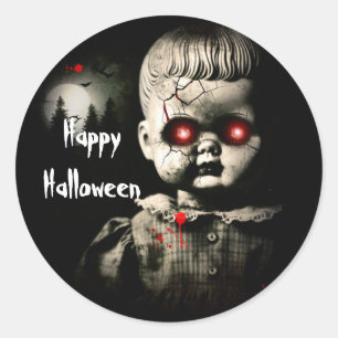不気味な幽霊のよく出る人形ハロウィーンの衣装パーティー ラウンドシール