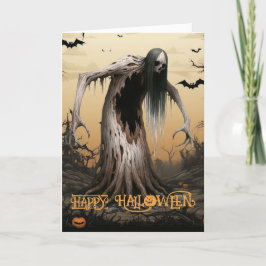 不気味な幽霊の木 ハロウィン シーズンカード