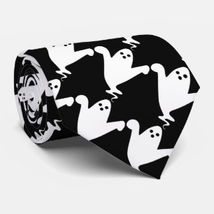 不気味な幽霊の白黒ハロウィンのタイ ネクタイ