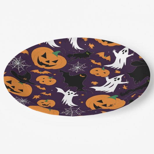 不気味な幽霊スパイダズクモの巣こうもりハローウィンパーティ ペーパープレート (アングル)