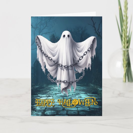不気味な幽霊ハロウィン シーズンカード (正面)