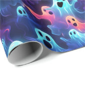 不気味な幽霊ブルーレッドパープルハロウィーンデコップページ ラッピングペーパー (ロールコーナー)