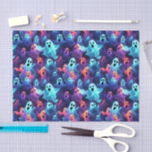 不気味な幽霊ブルーレッドパープルハロウィーンデコップページ 薄葉紙 (クラフト)