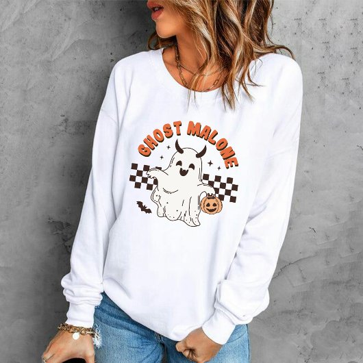 不気味な幽霊マロンと不気味なカボチャのハロウィーン スウェットシャツ