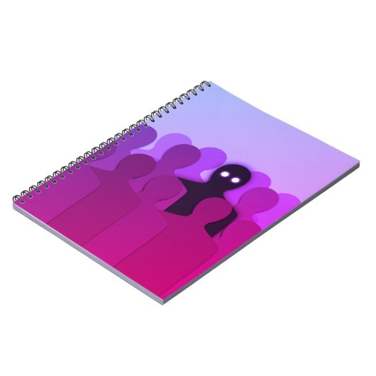 不気味な幽霊不気味アートサイケデリックパープル ノートブック (左側)
