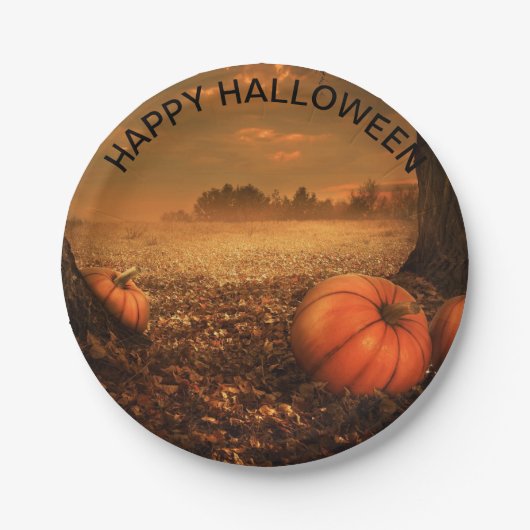 不気味な幽霊不気味パンプキンハロウィーン紙プレート ペーパープレート (正面)