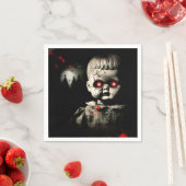不気味な幽霊人形のハロウィンコスチュームパーティー スタンダードカクテルナプキン (インサイチュ)